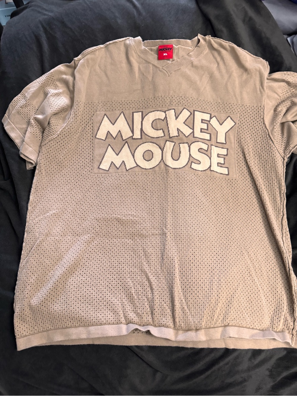 Disney Beige Mickey Mouse Mesh Short Sleeve Tee